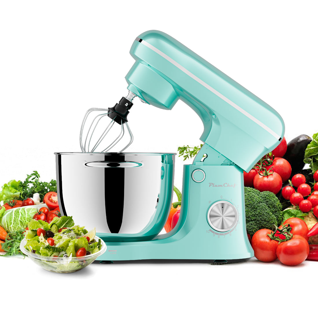 6QT & 5QT Dual Bowls Stand Mixer, 10 Speed Tilt-Head, Electronic Timer, Dough Mixer, Dishwasher Safe Stainless Steel Bowls, Dough Hook, Flat Beater, Whisk For Baking, Blue, Amazon Resale Prohibited