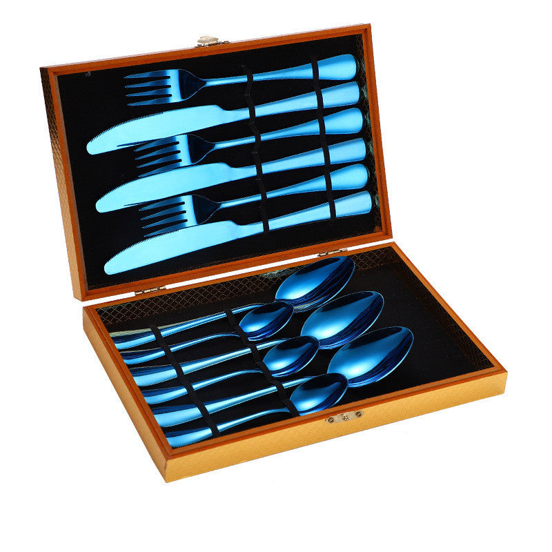 Stainless Steel Steak Cutlery Wooden Box