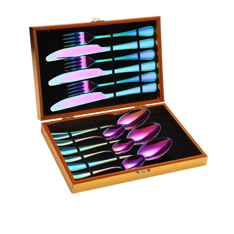 Stainless Steel Steak Cutlery Wooden Box
