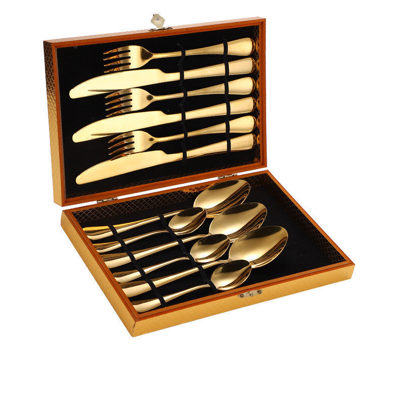 Stainless Steel Steak Cutlery Wooden Box
