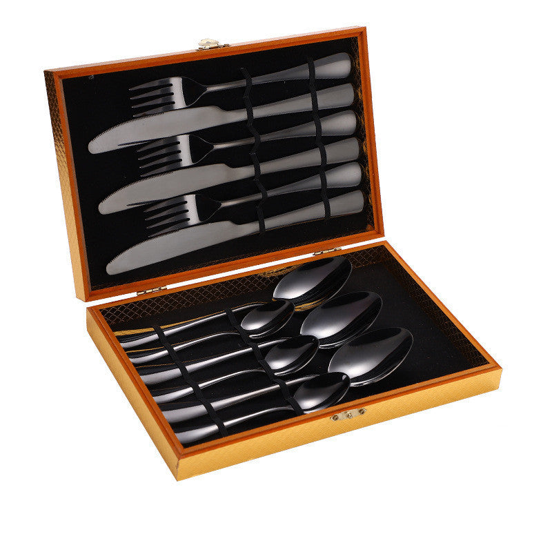 Stainless Steel Steak Cutlery Wooden Box