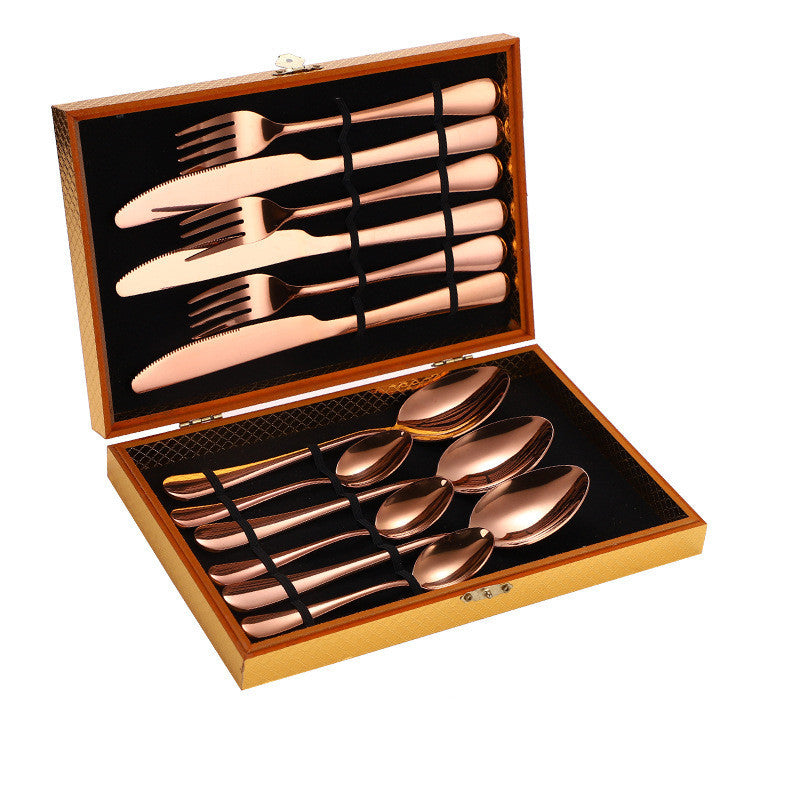 Stainless Steel Steak Cutlery Wooden Box