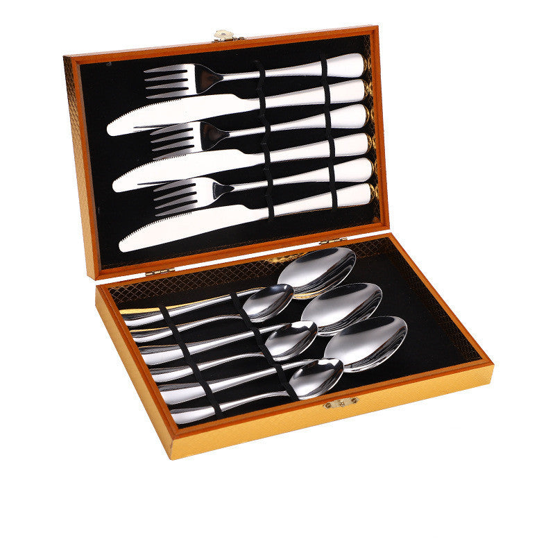 Stainless Steel Steak Cutlery Wooden Box