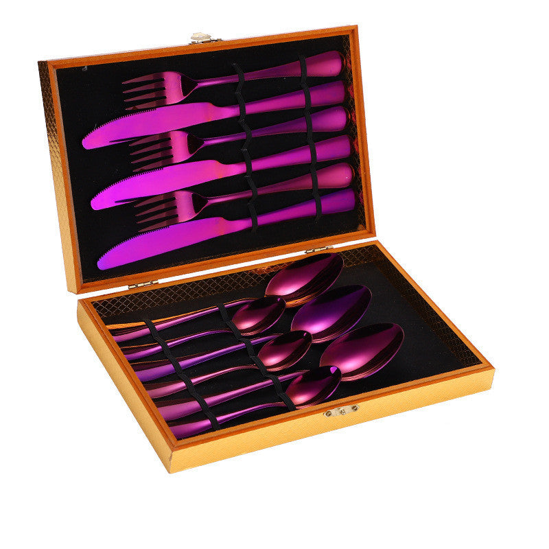 Stainless Steel Steak Cutlery Wooden Box