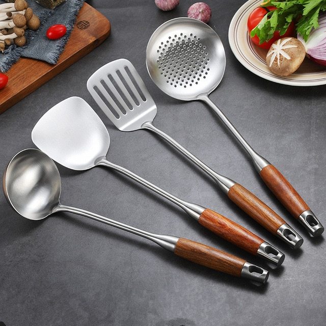 304 stainless steel wooden spoon kitchen utensils