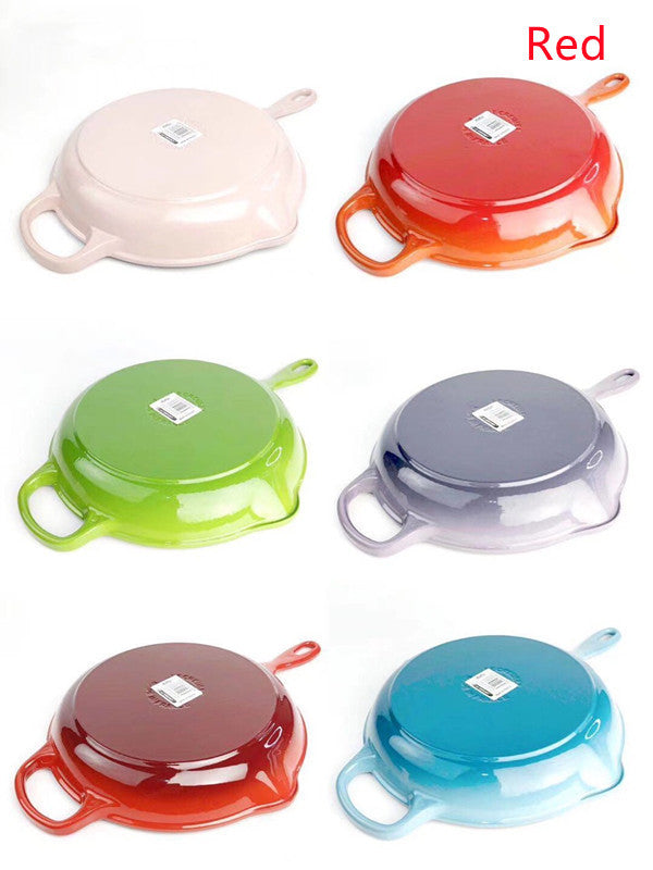 Color Cast Iron Enamel Frying Pan