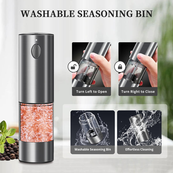 2PCS Electric Salt And Pepper Grinder Set - Battery-powered Spice Grinder, Adjustable For Coarseness, Perfect For Home Kitchens, Durable Plastic, Electric Salt And Pepper Grinder, Automatic Grinder
